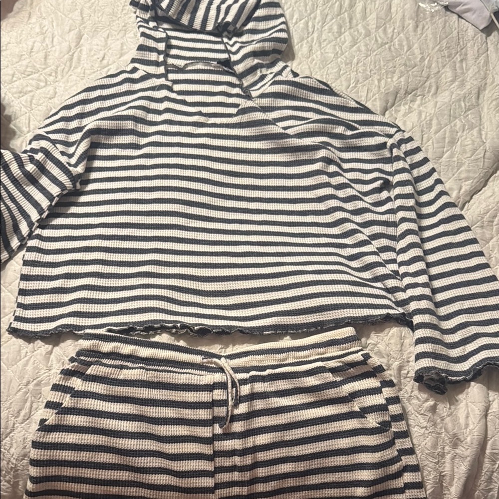 Striped Hoodie and Shorts Set